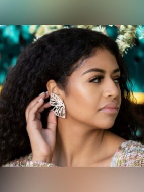Plunder Calliope Earrings Matte Distressed Silver Butterfly Wing